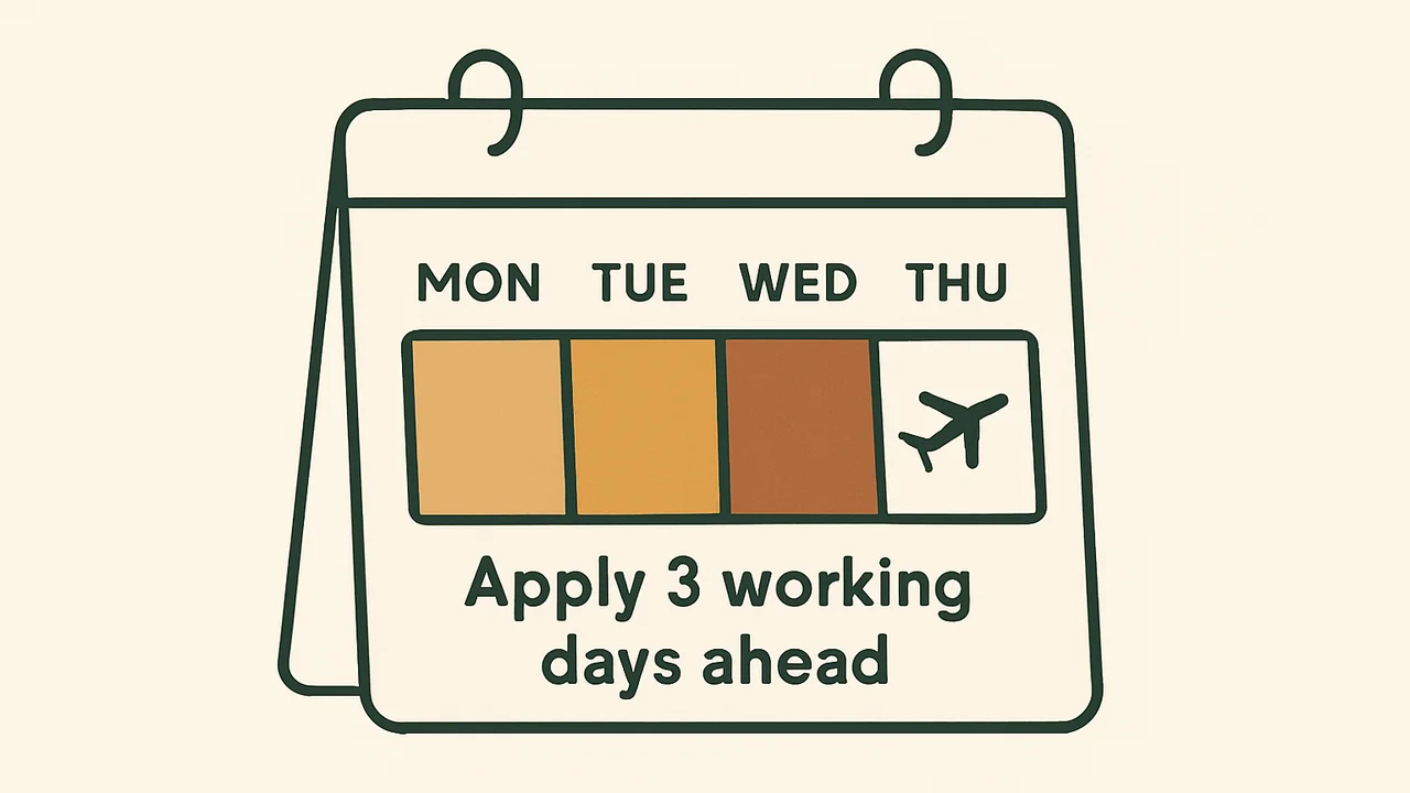 Calendar showing when to submit a UK ETA application on etourist.com