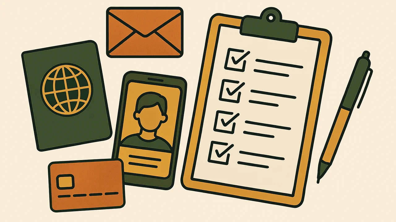 Passport, photo and checklist for a UK visitor authorization on etourist.com
